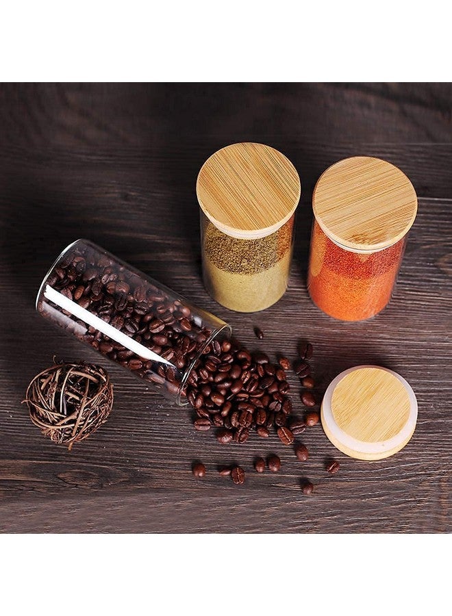 Jinelza Borosilicate Spice Jars with Airtight Bamboo Lid Kitchen Food Storage Container Set with Natural Bamboo Lids For Candy, Rice, Sugar, Flour, Pasta, Nuts (320ML JARS, 6 PCS, Transparent) - Image 5