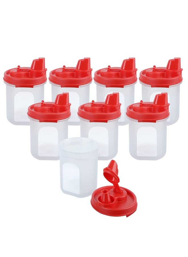 Cutting EDGE Smart Oil Dispenser Storage Air-Tight & Leak Resistant Plastic Round Modular Container for Vinegar, Sauces, Water Easy Flow, BPA Free, Refrigerator Safe (285 ML, Set of 8, Red) - Image 3