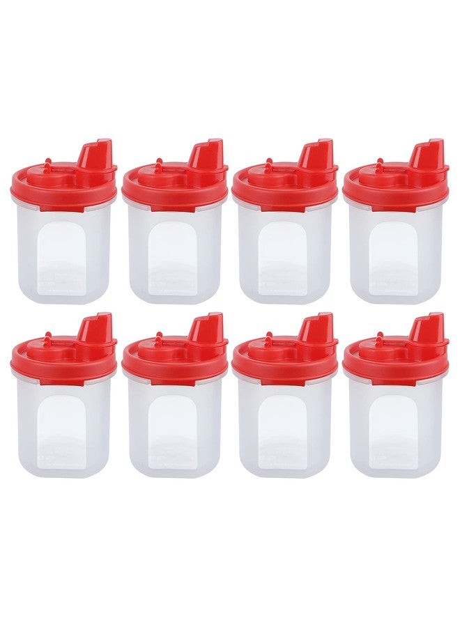 Cutting EDGE Smart Oil Dispenser Storage Air-Tight & Leak Resistant Plastic Round Modular Container for Vinegar, Sauces, Water Easy Flow, BPA Free, Refrigerator Safe (285 ML, Set of 8, Red) - Image 1