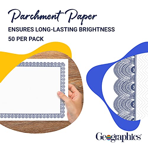 Geographics Conventional Blue Certificate 24 lb 11 x 850 Inkjet Laser Compatible Blue with White Border50 Pack - Image 3