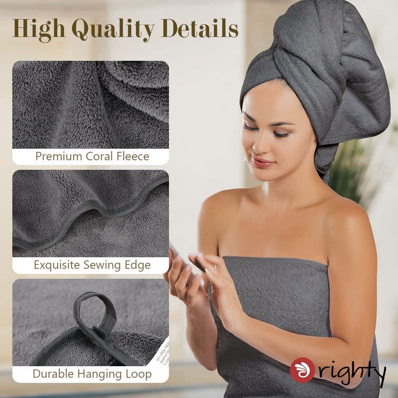 Orighty Bath Towels Pack of 2(27'' x 54'') - Soft Feel, Highly Absorbent, Quick Drying Microfiber for Body, Sport, Yoga, SPA, Fitness - Grey - Image 3