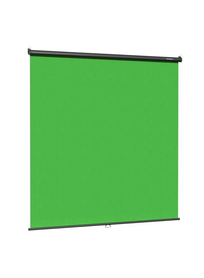 RAUBAY Retractable Pull Down Green Screen - 78.7" x 86.6" Collapsible Wall-Mount Background for Professional Video Production, Chroma Key Backdrop for YouTube, TikTok, Streaming, Video Conferencing - Image 1