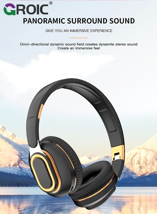 GROIC Portable Wireless Headphones, Foldable Lightweight Over-Ear Headphones, Ergonomically Designed Bluetooth Headphones, Soft and Comfortable for Office, School, Travel, Sports - Image 2