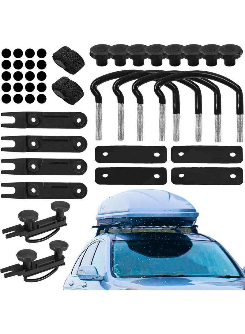 4 Pcs Universal Roof Box U-Bolt Clamps, Upgraded Rooftop Cargo Carrier Rack Bolts, Car Van Mounting Fitting Kit 85mm Inner Width Metal U-Bracket Clips w/ 8 Lock Nuts 2 Straps - Image 1