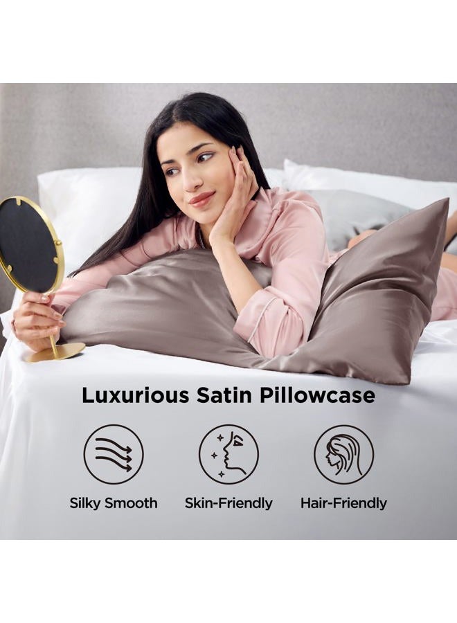 Bedsure أغطية وسائد ساتان، مشابهة لأغطية الوسائد الحريرية، حجم كوين، مجموعة من 2، غطاء وسادة للنوم للنساء مع إغلاق ظرفي، هدايا للنساء والرجال، وردي باهت، 20x30 بوصة، 2 قطعة - Image 3