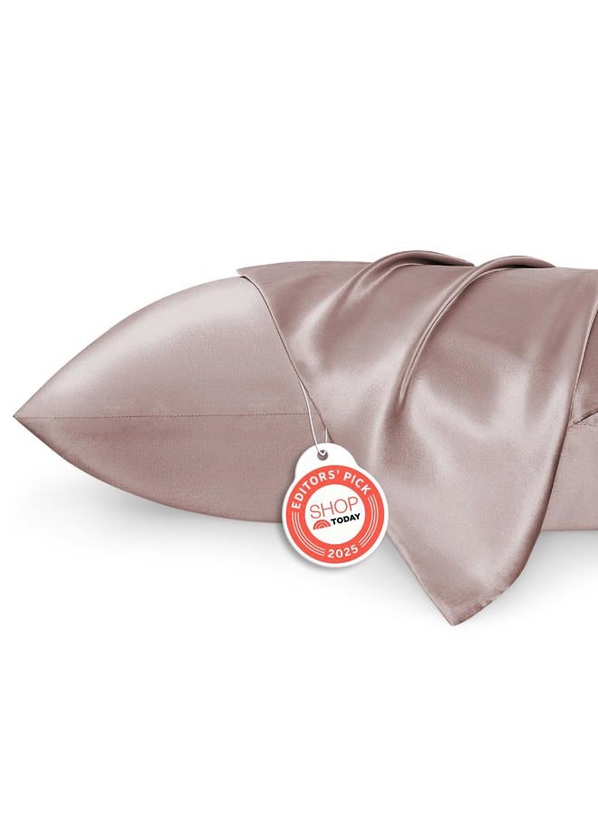 Bedsure أغطية وسائد ساتان، مشابهة لأغطية الوسائد الحريرية، حجم كوين، مجموعة من 2، غطاء وسادة للنوم للنساء مع إغلاق ظرفي، هدايا للنساء والرجال، وردي باهت، 20x30 بوصة، 2 قطعة - Image 1