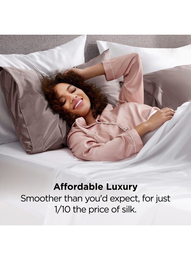 Bedsure أغطية وسائد ساتان، مشابهة لأغطية الوسائد الحريرية، حجم كوين، مجموعة من 2، غطاء وسادة للنوم للنساء مع إغلاق ظرفي، هدايا للنساء والرجال، وردي باهت، 20x30 بوصة، 2 قطعة - Image 5