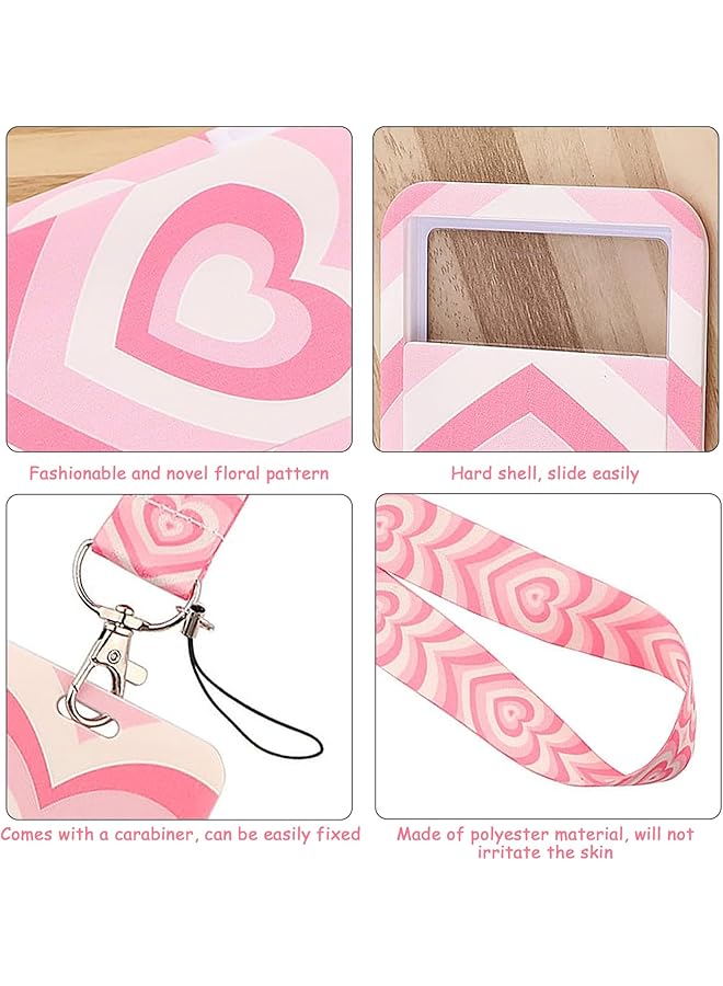 إيروريكس حامل بطاقة هوية وردي اللون مع حبل تعليق على الرقبة وحامل بطاقة الهوية وحزام رقبة من البلاستيك الصلب لشعارات الهوية وسلسلة مفاتيح ممرضة جمالية وحزام رقبة للمعلمين والطلاب والأطفال - Image 3