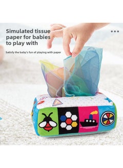 Generic Baby Tear Tissue Box Paper Toy Baby Learning To Draw Tissue Exercise Early Education Educational Cloth Book-Color:Dinosaur Paradise (3 Ring Paper + 9 Silk Scarves)  - Image 4
