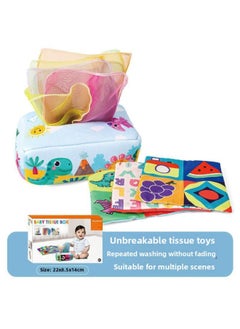Generic Baby Tear Tissue Box Paper Toy Baby Learning To Draw Tissue Exercise Early Education Educational Cloth Book-Color:Dinosaur Paradise (3 Ring Paper + 9 Silk Scarves)  - Image 1