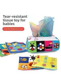 Generic Baby Tear Tissue Box Paper Toy Baby Learning To Draw Tissue Exercise Early Education Educational Cloth Book-Color:Dinosaur Paradise (3 Ring Paper + 9 Silk Scarves)  - Image 2