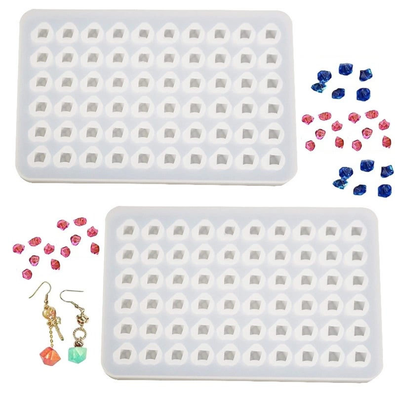 DDlife 2 Pcs Mold Resin Craft Makes 60 CrystalsCrystal Gem Resin Silicone Mold Mini 3D Diamond Epoxy Casting Mold for Resin Candles Soap Ice Cube Jewelry