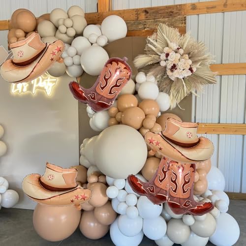 KHC-KHF WesternBalloons CowboyBalloon 8PCS Large Cowboy Cowgirl Hat Boot Foil Balloons Western Birthday Party Rodeo Bachelorette Decorations Supply - Image 5