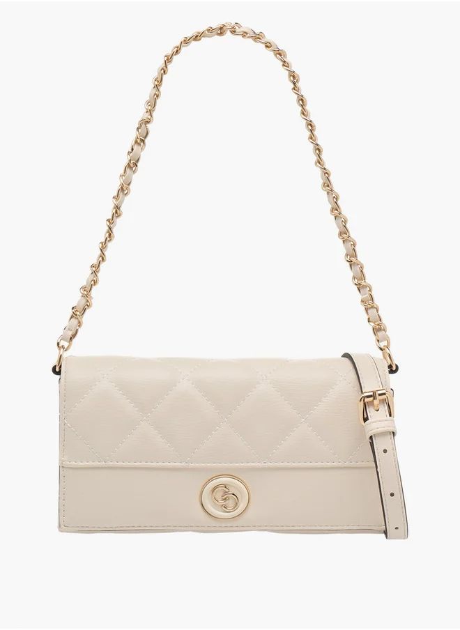 Celeste Quilted Crossbody Bag with Flap Closure and Chain Strap