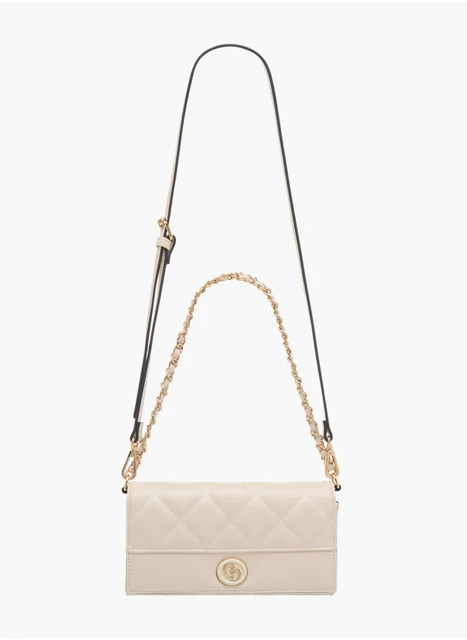Celeste Quilted Crossbody Bag with Flap Closure and Chain Strap