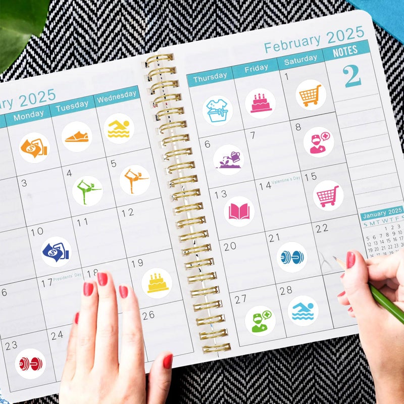 GSCWLD 600PCS Mini Colorful Calendar Stickers,Planner Stickers for Airplane,Fitness,Swimming,Household Chores,Bill,Shopping,Birthday,Reading,Travel Planning,Appointment Reminder Sticker(0.5") - Image 2