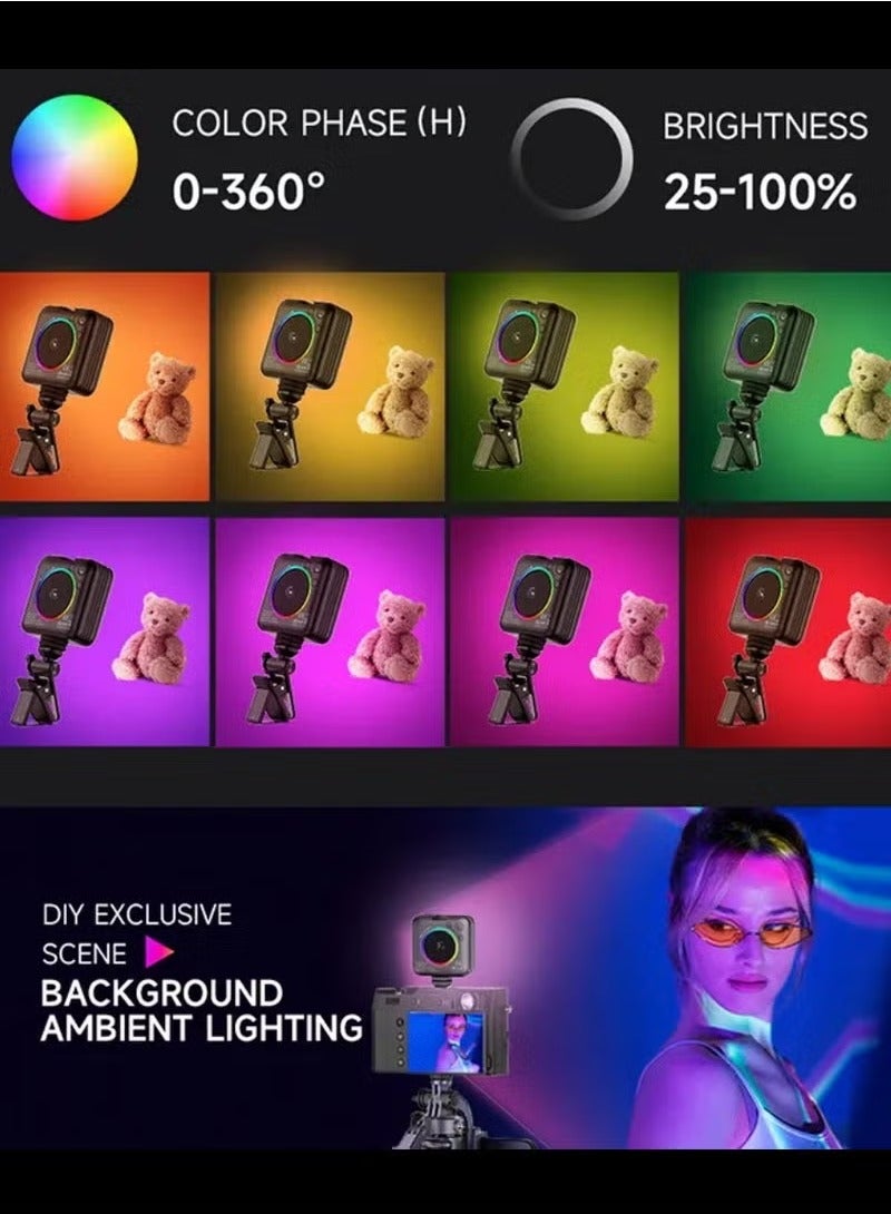 TIGER D12S 108 LED RGB Video Light – 360° Full Color Portable Photography Lighting, 8 Lighting Effects, 2500-9000K Adjustable Temperature, CRI 95+, Type-C Charging, 2000mAh Rechargeable Battery – 3 Modes for On-Camera & Creative Lighting - Image 2