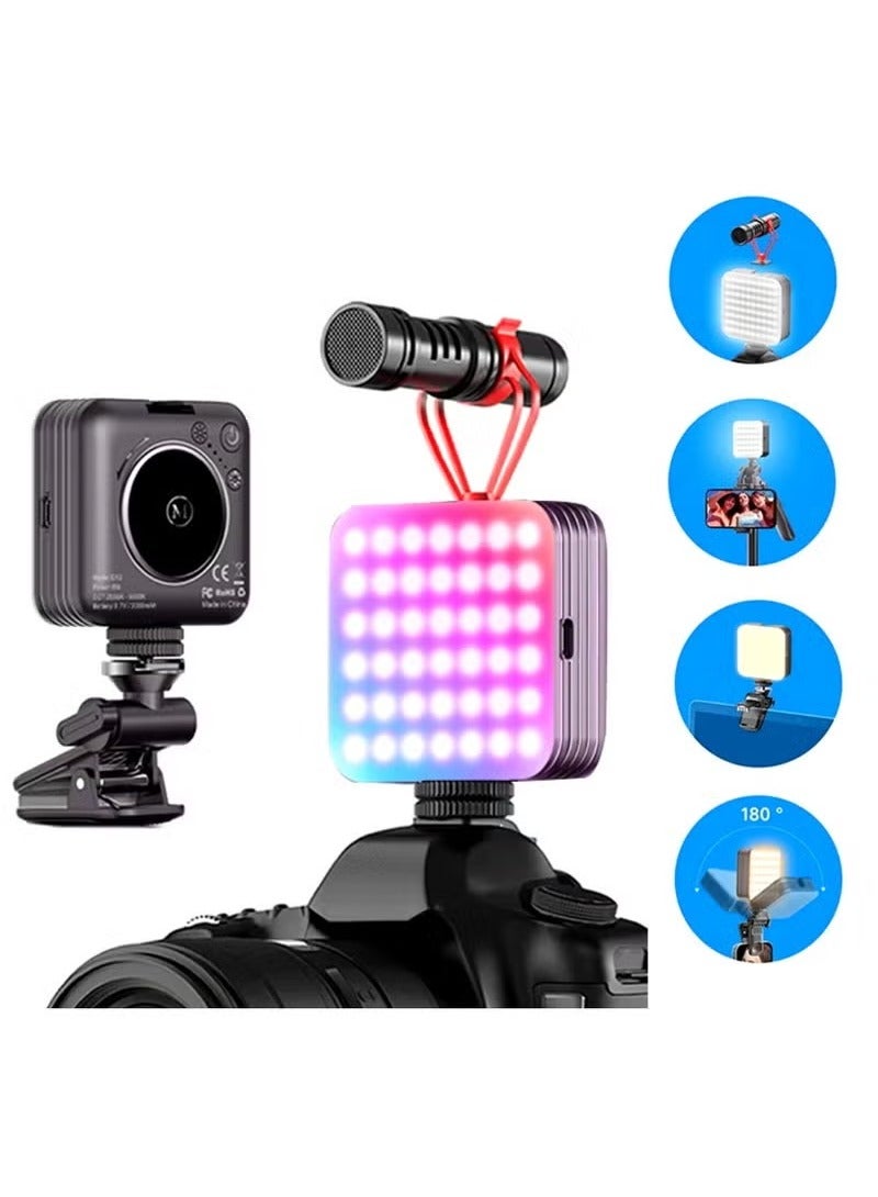 TIGER D12S 108 LED RGB Video Light – 360° Full Color Portable Photography Lighting, 8 Lighting Effects, 2500-9000K Adjustable Temperature, CRI 95+, Type-C Charging, 2000mAh Rechargeable Battery – 3 Modes for On-Camera & Creative Lighting - Image 1