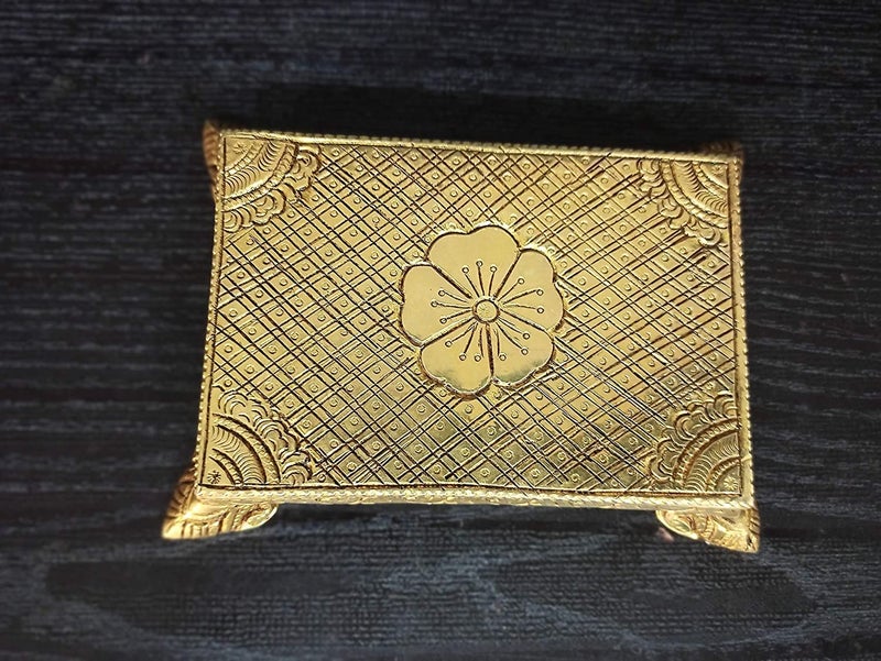 KALARAMBH KALARAMBH Brass BajathBajotPaatChourangChowki for Home Pooja Puja Mandir Temple Decor Collectible Handicraft Art Yellow 6 x 4 x 1 Inch L x W x H  - Image 5