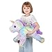 FFxiong 24 Inch Rainbow Colors Rose Velvet Unicorn Stuffed Animal Plush Toy with Wings Soft Cute Large Unicorn Plush Animals Pillow Gift for Children Boy Girl Kids Birthday Valentine Decorations - Image 4