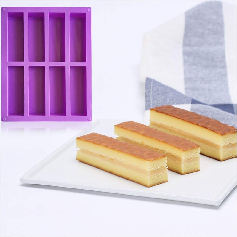 Palksky (2 Pcs) 8 Cavity Rectangle Granola Bar Silicone Mold/Nutrition/Cereal Bar Molds Energy Bar Maker for Chocolate Truffles Ganache Bread Brownie Cornbread Cheesecake Pudding Butter Mould - Image 4