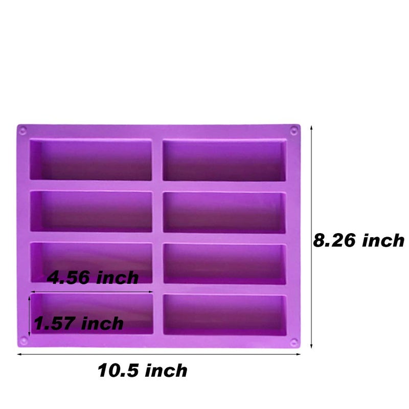 Palksky (2 Pcs) 8 Cavity Rectangle Granola Bar Silicone Mold/Nutrition/Cereal Bar Molds Energy Bar Maker for Chocolate Truffles Ganache Bread Brownie Cornbread Cheesecake Pudding Butter Mould - Image 3