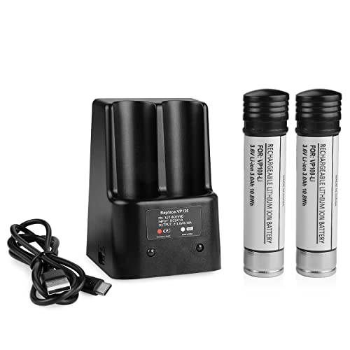 energup 2Pack VP100 Li-ion Battery for Black Decker Versapak Batteries VP100C VP105 VP105C VP110 VP110C VP143 for Black Decker 3.6V Versapak Batteries, with 2Port Black and Decker 3.6V Charger - Image 1