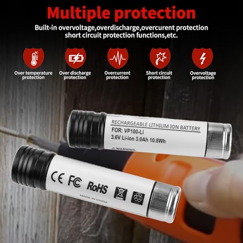 energup 2Pack VP100 Li-ion Battery for Black Decker Versapak Batteries VP100C VP105 VP105C VP110 VP110C VP143 for Black Decker 3.6V Versapak Batteries, with 2Port Black and Decker 3.6V Charger - Image 4