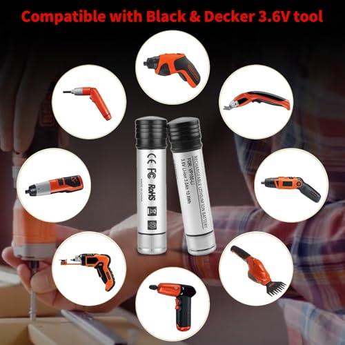 energup 2Pack VP100 Li-ion Battery for Black Decker Versapak Batteries VP100C VP105 VP105C VP110 VP110C VP143 for Black Decker 3.6V Versapak Batteries, with 2Port Black and Decker 3.6V Charger - Image 3