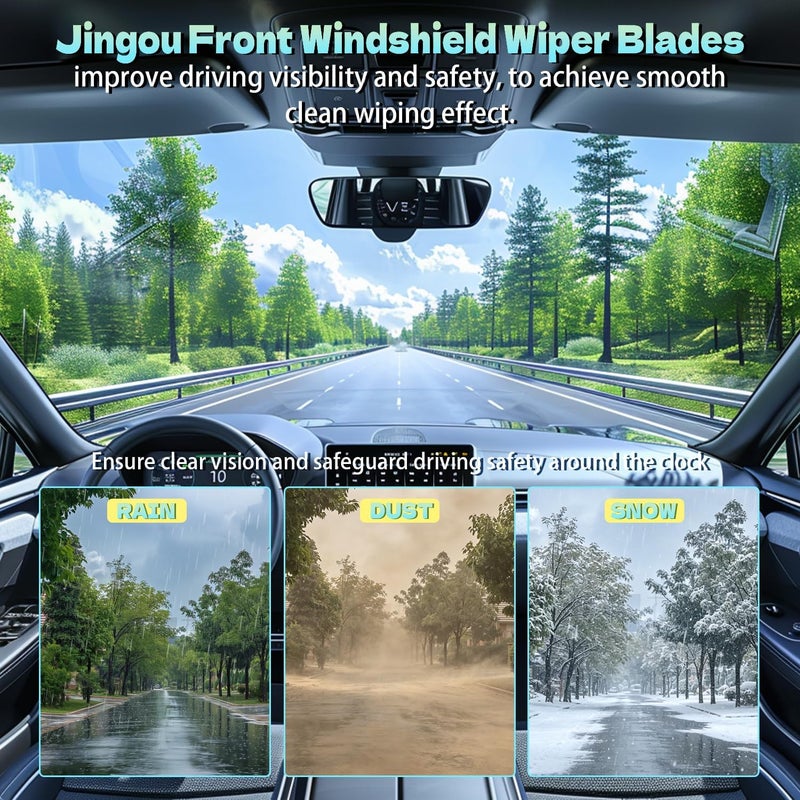 جينجو شفرات ممسحة الزجاج الأمامي 22" + 14" متوافقة مع نيسان جوك 2011-2016 جودة OEM عالية الجودة، ممسحات بديلة للسيارات لجميع الفصول (عبوة من 2) - Image 4
