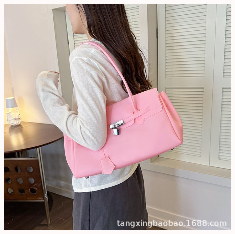 Fashionable Fresh Jelly Tote Shoulder Bag, Large Capacity, Lock Clasp, Women - Image 4
