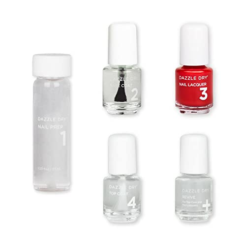 Dazzle Dry Mini Kit 4 Step System - Holly Berry - A semi-sheer true red. Semi-sheer cream. (5 Piece Kit / 5 Manicures) - Image 1