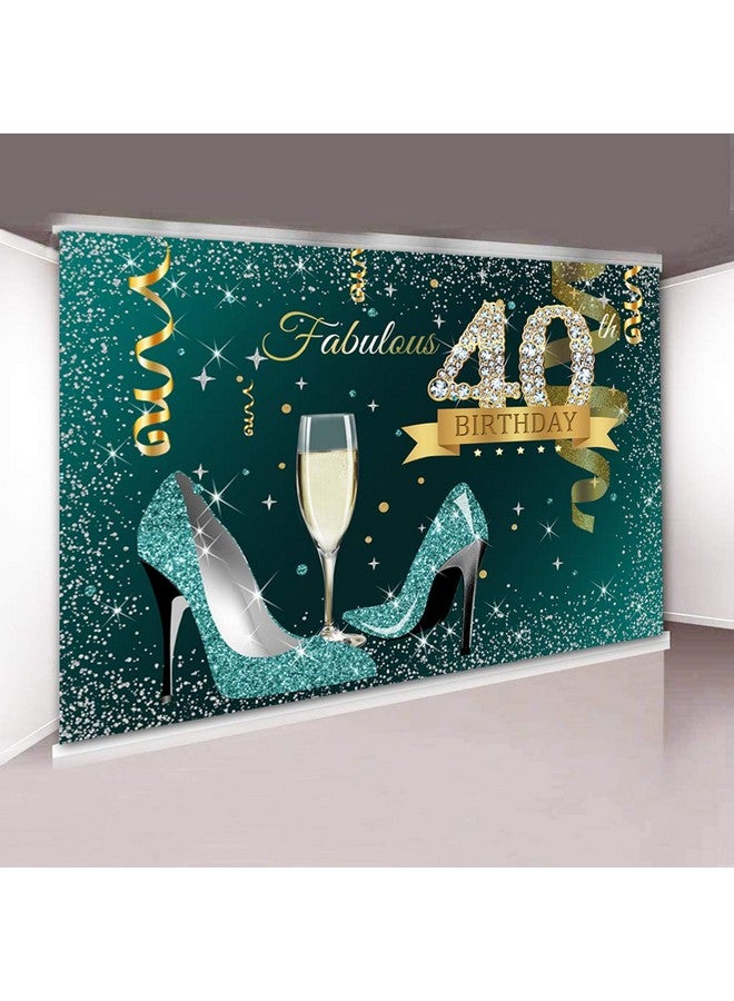 sensfun خلفية عيد ميلاد سعيد الأربعين باللون الأزرق المخضر مقاس 7X5 أقدام مع نقاط فضية فيروزية وكعب عالٍ وخلفية عيد ميلاد الأربعين الرائعة للنساء مع خلفيات ألماس لامعة لعيد الميلاد الأربعين للتصوير الفوتوغرافي - Image 2
