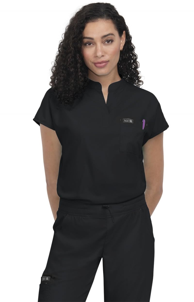 KOI Basics Women's Ari 1-Pocket Scrub Top Black X-Large - Image 1