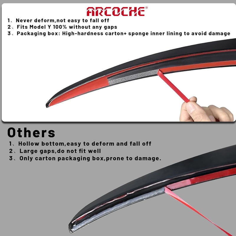 Arcoche Fit Tesla Model Y Spoiler Wing Performance Rear Trunk Lip Tail Lid (Glossy Black) 2020-2023 - Image 4