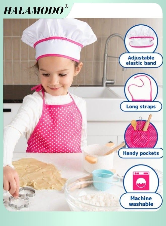 HALAMODO Kids Cooking and Baking Chef Set Complete Cooking Sets Toddler Dress Up and Pretend Play Dress Up Clothes Kids Kitchen Toys for Girls 3-5 Years Old  - Image 2