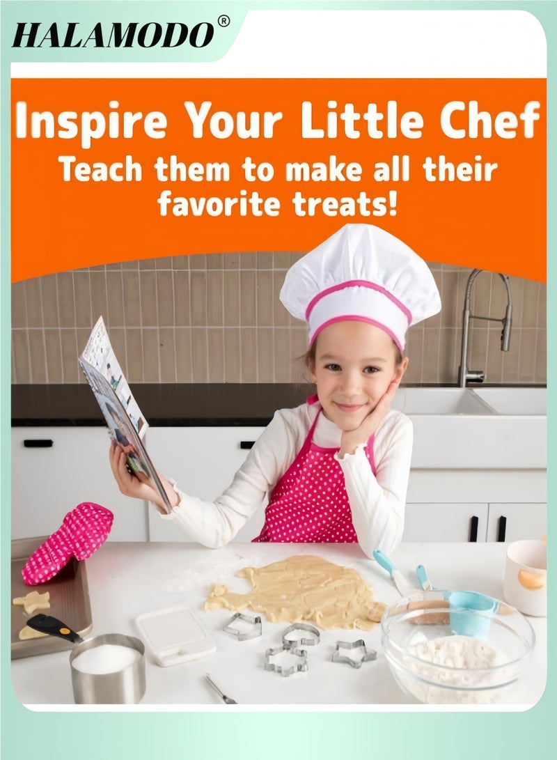 HALAMODO Kids Cooking and Baking Chef Set Complete Cooking Sets Toddler Dress Up and Pretend Play Dress Up Clothes Kids Kitchen Toys for Girls 3-5 Years Old  - Image 3