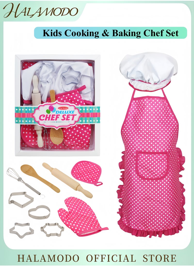 HALAMODO - Kids Cooking and Baking Chef Set Complete Cooking Sets Toddler Dress Up and Pretend Play Dress Up Clothes Kids Kitchen Toys for Girls 3-5 Years Old - Image 1