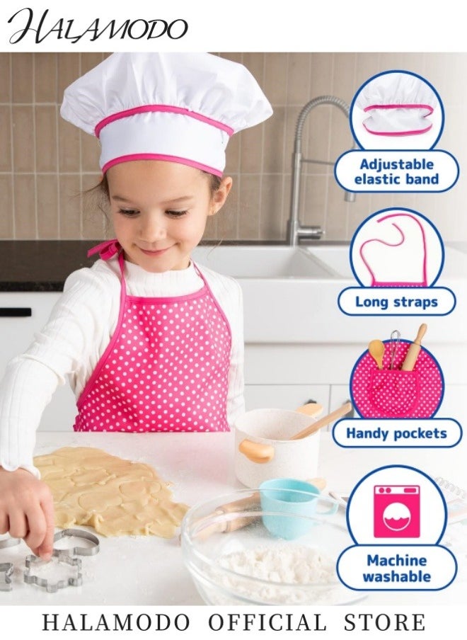 HALAMODO - Kids Cooking and Baking Chef Set Complete Cooking Sets Toddler Dress Up and Pretend Play Dress Up Clothes Kids Kitchen Toys for Girls 3-5 Years Old - Image 1
