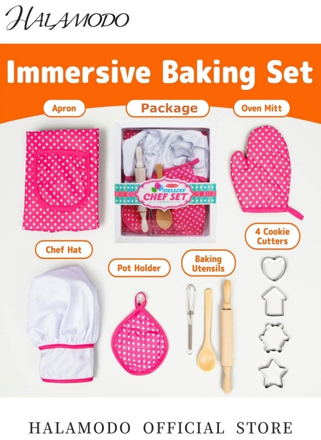 HALAMODO - Kids Cooking and Baking Chef Set Complete Cooking Sets Toddler Dress Up and Pretend Play Dress Up Clothes Kids Kitchen Toys for Girls 3-5 Years Old - Image 1