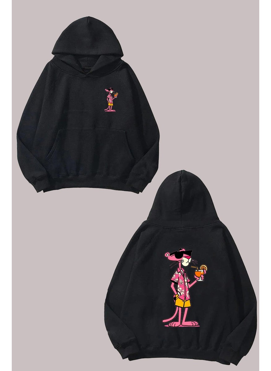 The Wert - Unisex Pink Panther Design Front Back Printed Regular Fit Black Sweatshirt - Image 1