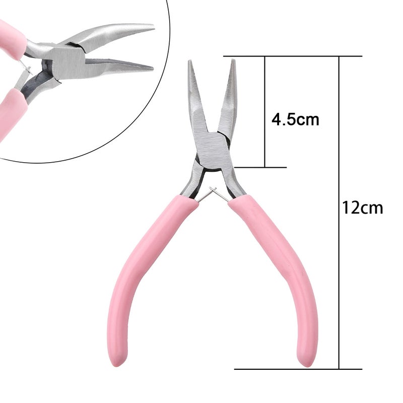 Handmade DIY Tool Pliers Multifunctional Punching Pliers Jewelry Toothless Pointed Nose Pliers Oblique Wire Cutting Pliers Hardware Tools #29 powder handle curved nose pliers (no teeth) 1 pc/bag 