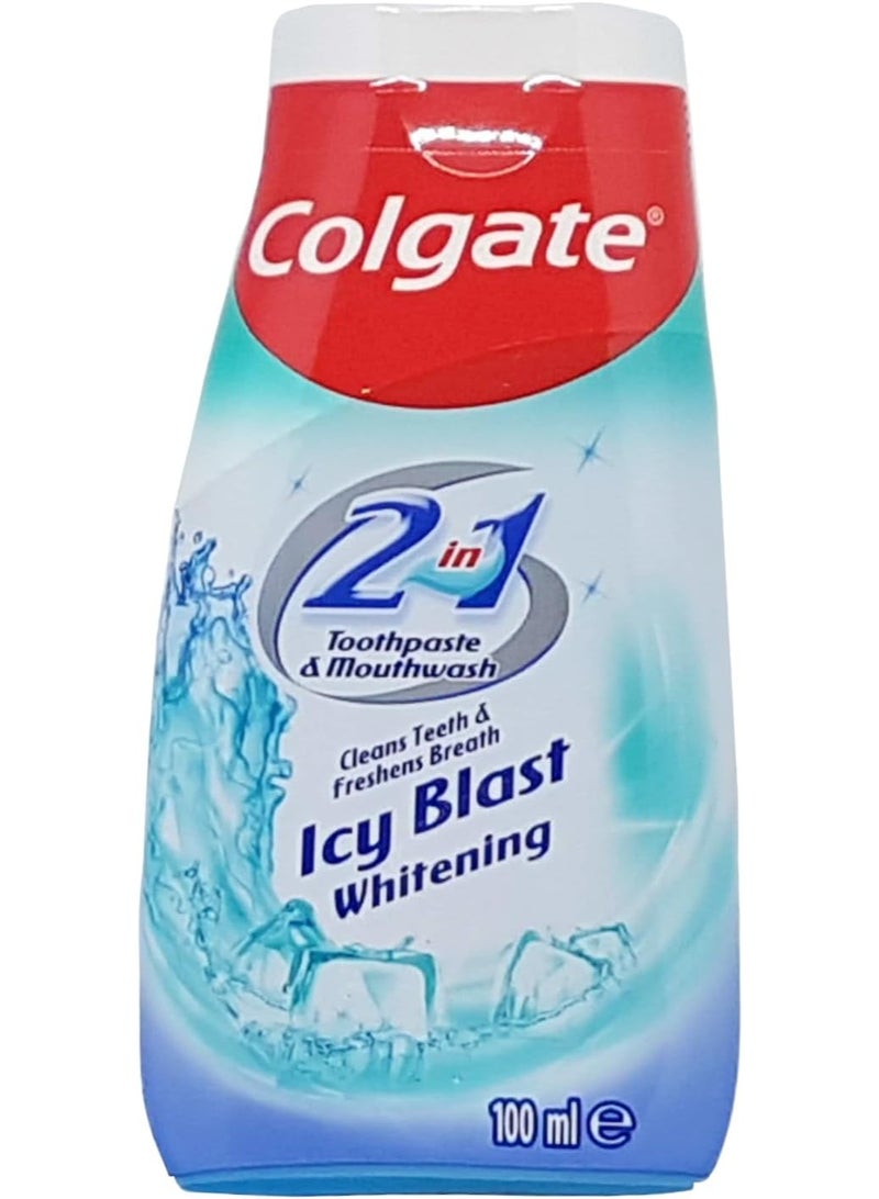 Colgate 2in1 Toothpaste & Mouthwash, Ice Blast Whitening 100ml - Image 1