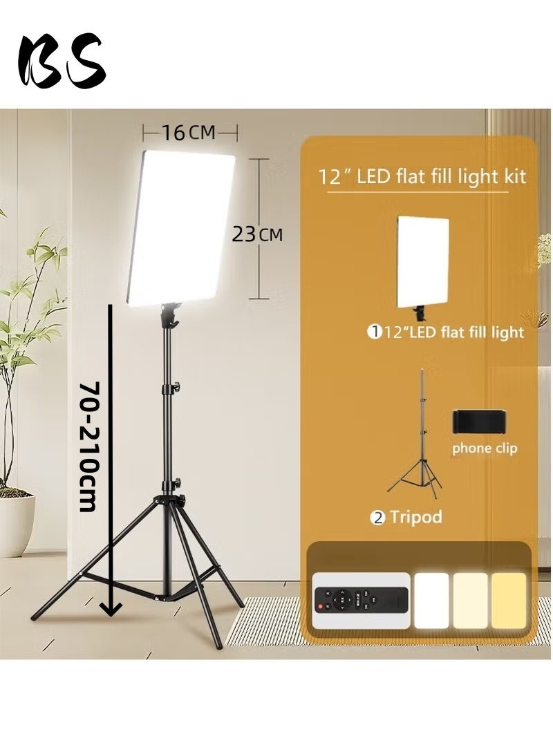 BS 12-inch LED video light kit | Tripod and phone mount | Panoramic fill light | 3000K-6600K color temperature | 85 CRI studio light | Perfect for portraits, product photography, and videography. - Image 2