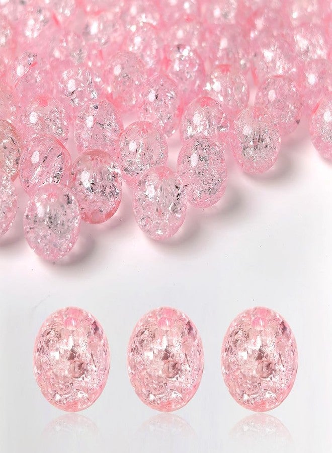 PAMIR TONG 400pcs 8mm Round Glass Beads for Bracelet Pretty Smooth Loose Beads for Necklace-Earring-Jewelry Making and DIY Crafts (Crackle Pink) - Image 1