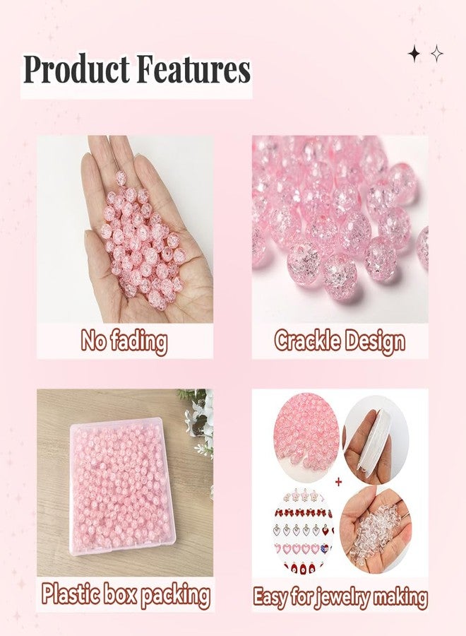PAMIR TONG 400pcs 8mm Round Glass Beads for Bracelet Pretty Smooth Loose Beads for Necklace-Earring-Jewelry Making and DIY Crafts (Crackle Pink) - Image 5