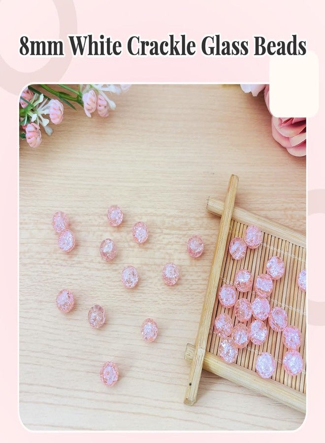 PAMIR TONG 400pcs 8mm Round Glass Beads for Bracelet Pretty Smooth Loose Beads for Necklace-Earring-Jewelry Making and DIY Crafts (Crackle Pink) - Image 4