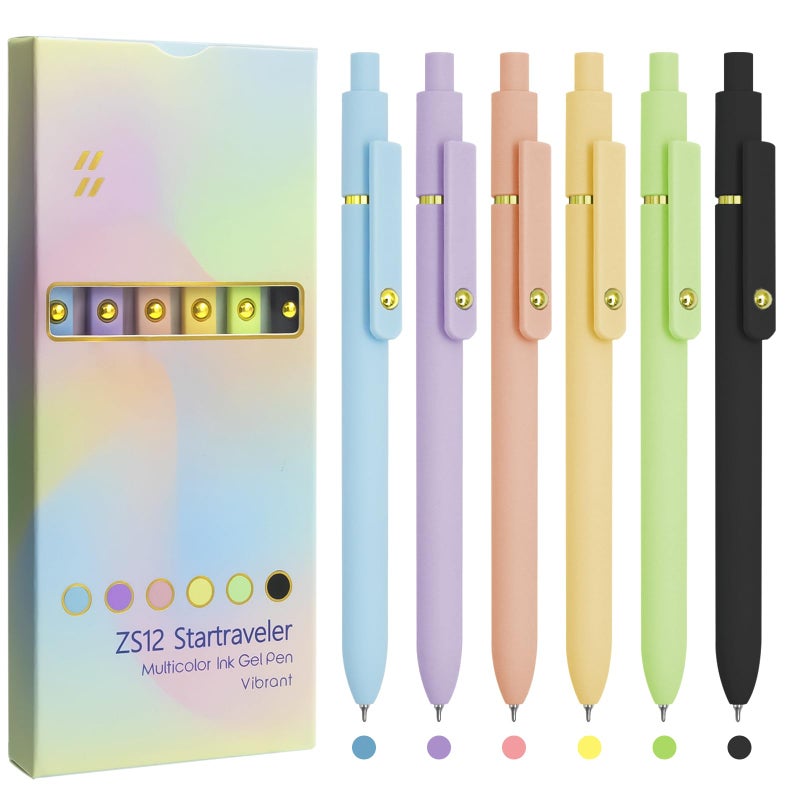UIXJODO Colored Pens, 6 Pcs Colorful Pens Fine Point Smooth Writing Pen, 0.5mm Colored Ink Gel Pen for Journaling Note Taking Planner, School Supplies Gifts for Nurse Teacher (6 Pcs Gold Vibrant) - Image 1