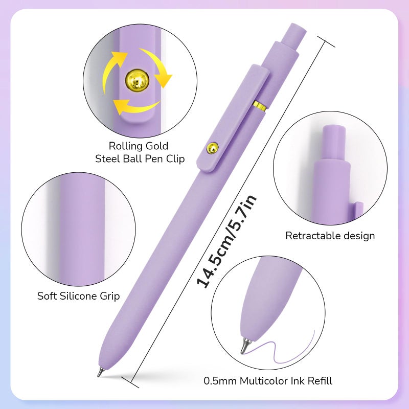 UIXJODO Colored Pens, 6 Pcs Colorful Pens Fine Point Smooth Writing Pen, 0.5mm Colored Ink Gel Pen for Journaling Note Taking Planner, School Supplies Gifts for Nurse Teacher (6 Pcs Gold Vibrant) - Image 3