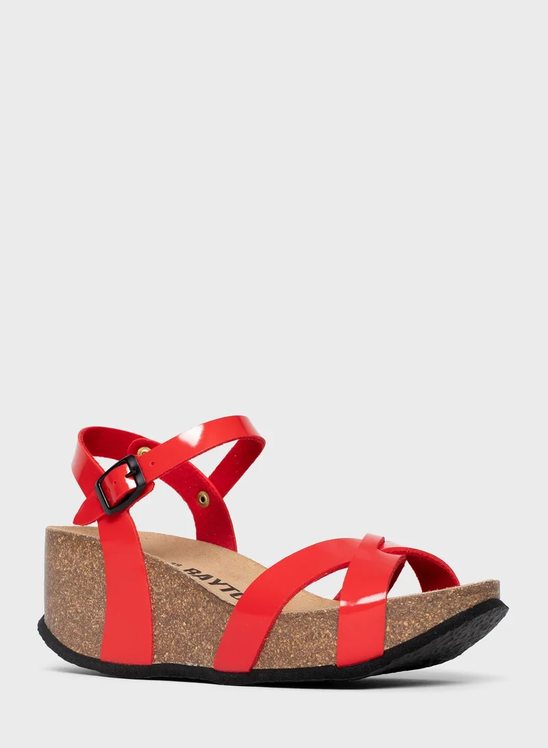 BAYTON Venus Strappy Mid Heel Wedges